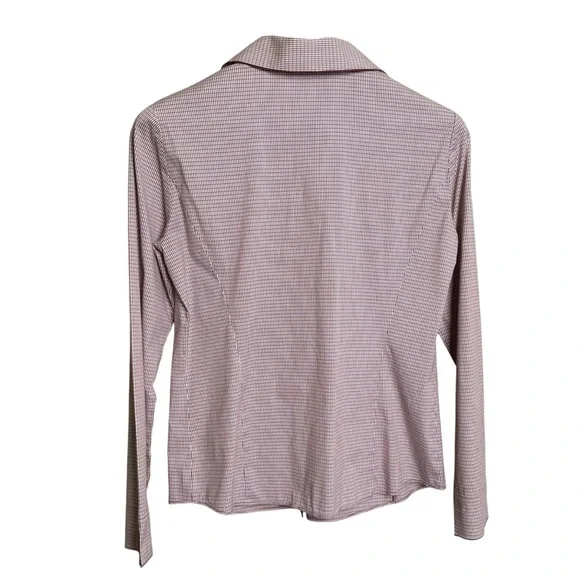 Lafayette 148 Size 4 Gingham Snap Collared Shirt Blouse Career Work Office - Picture 2 of 15